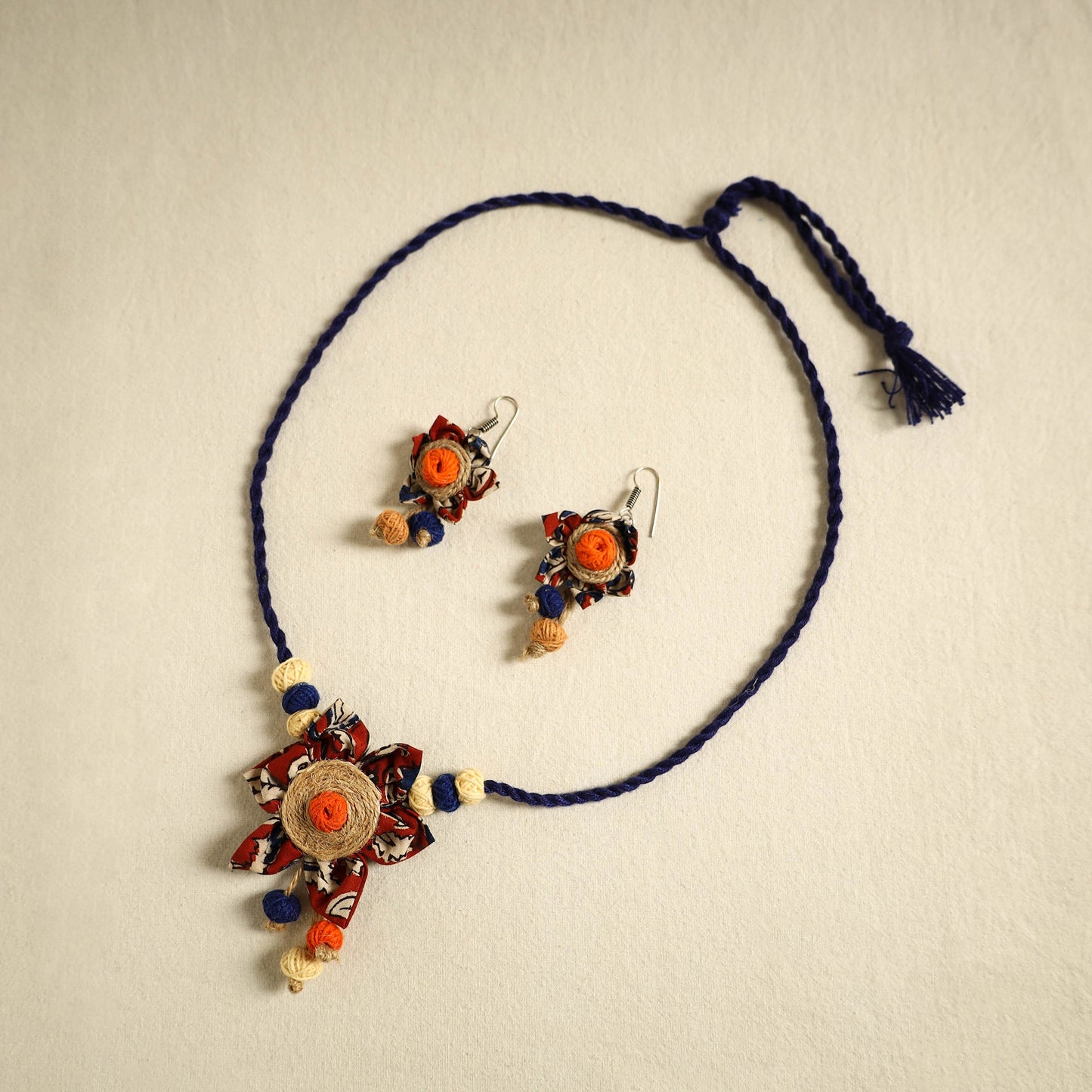 Handmade Jute Fabart Necklace Set