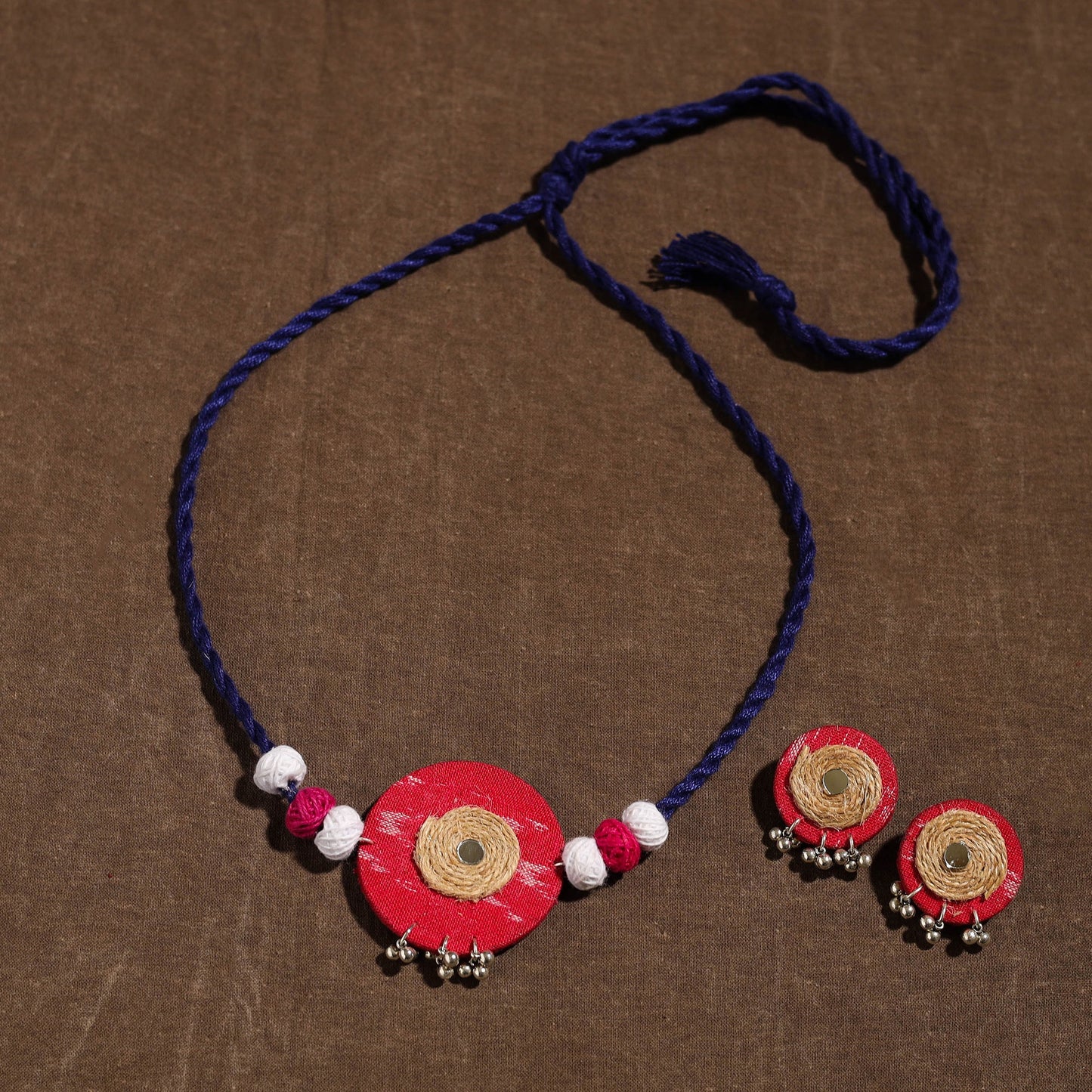 Buy Handmade Jute Fabart Necklace Set