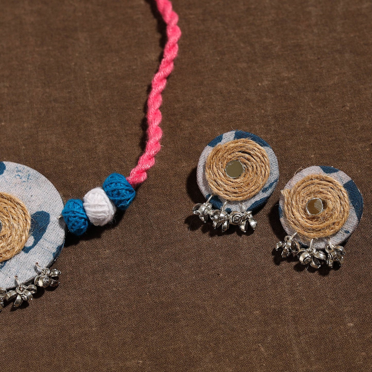Buy Handmade Jute Fabart Necklace Set