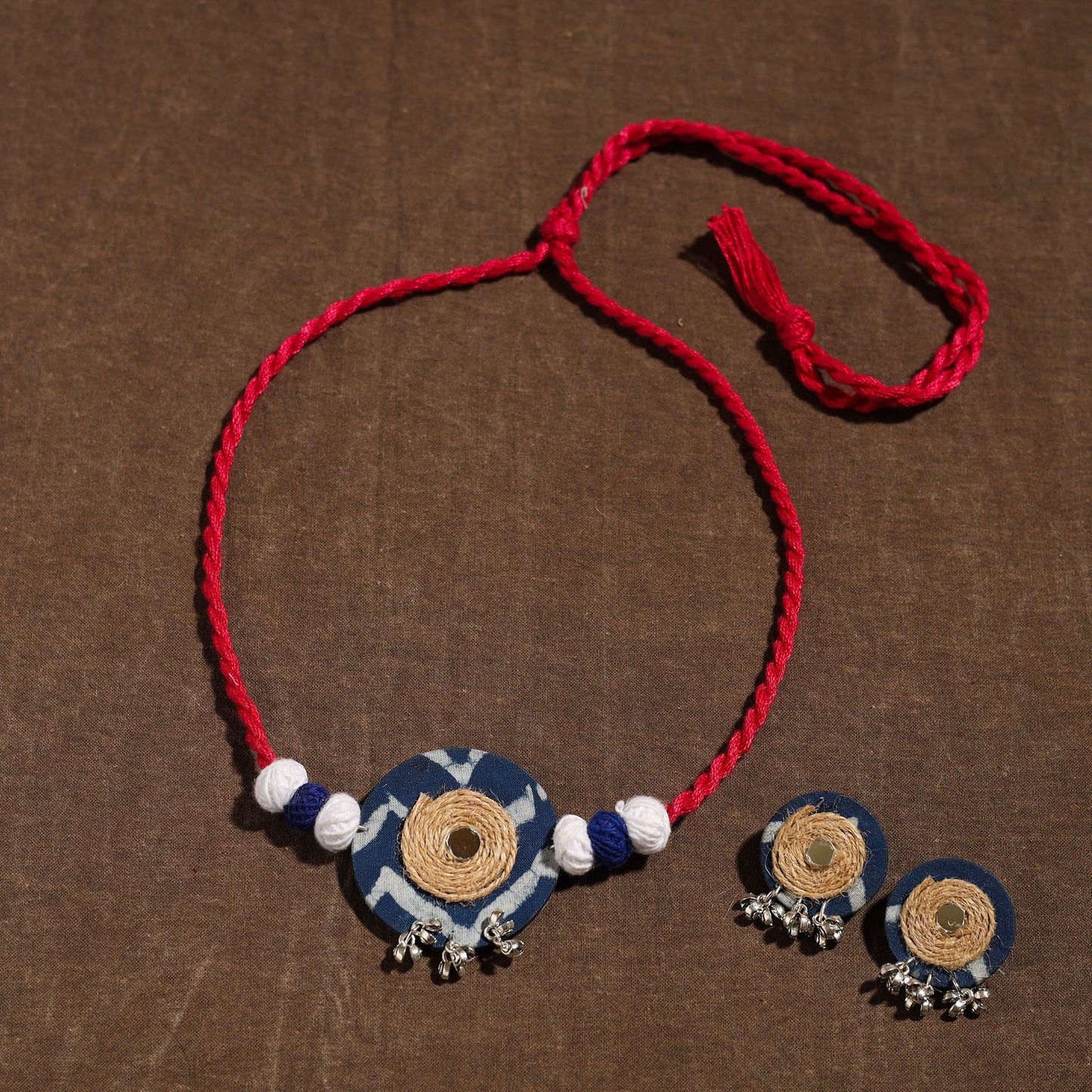 Handmade Jute Fabart Necklace Set 35