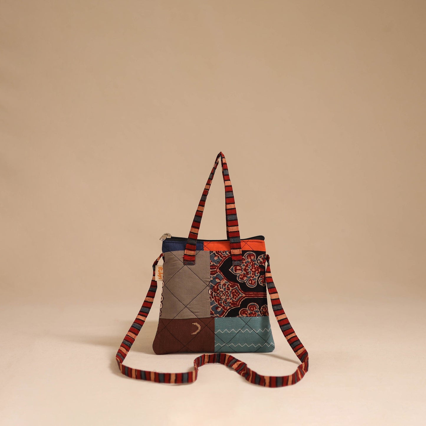 Multicolor - handmade quilted cotton patchwork sling bag 03
