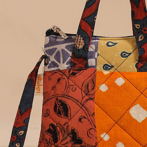 Multicolor - handmade quilted cotton patchwork sling bag 06