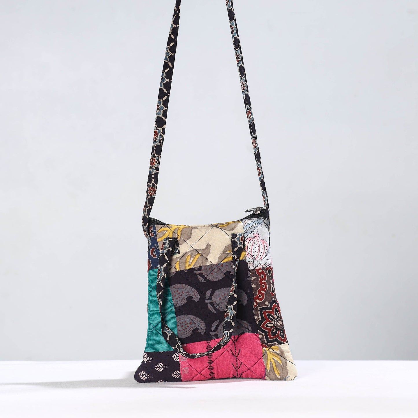 Handmade Quilted Cotton Patchwork Sling Bag 01