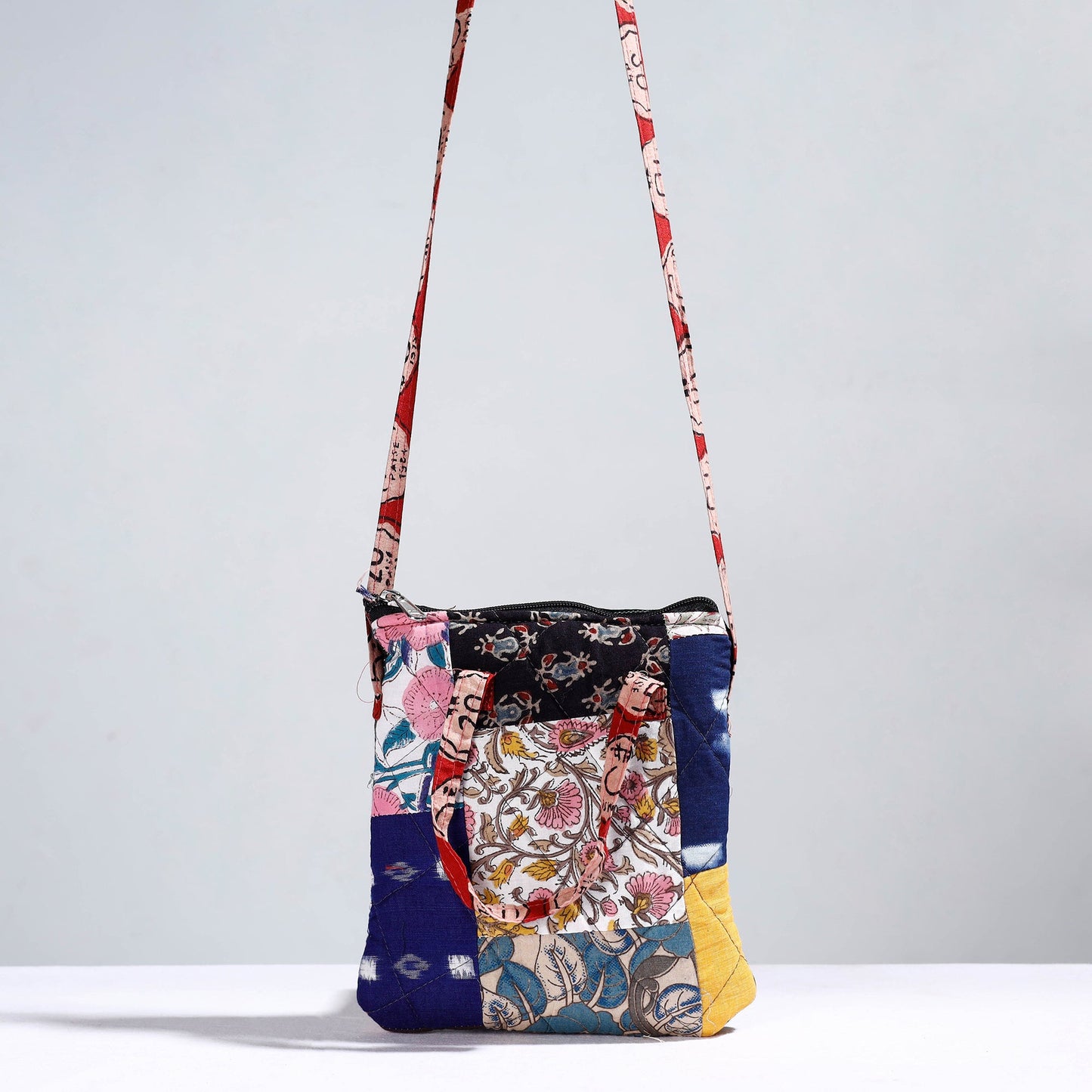 Multicolor Handmade Quilted Cotton Patchwork Sling Bag 25