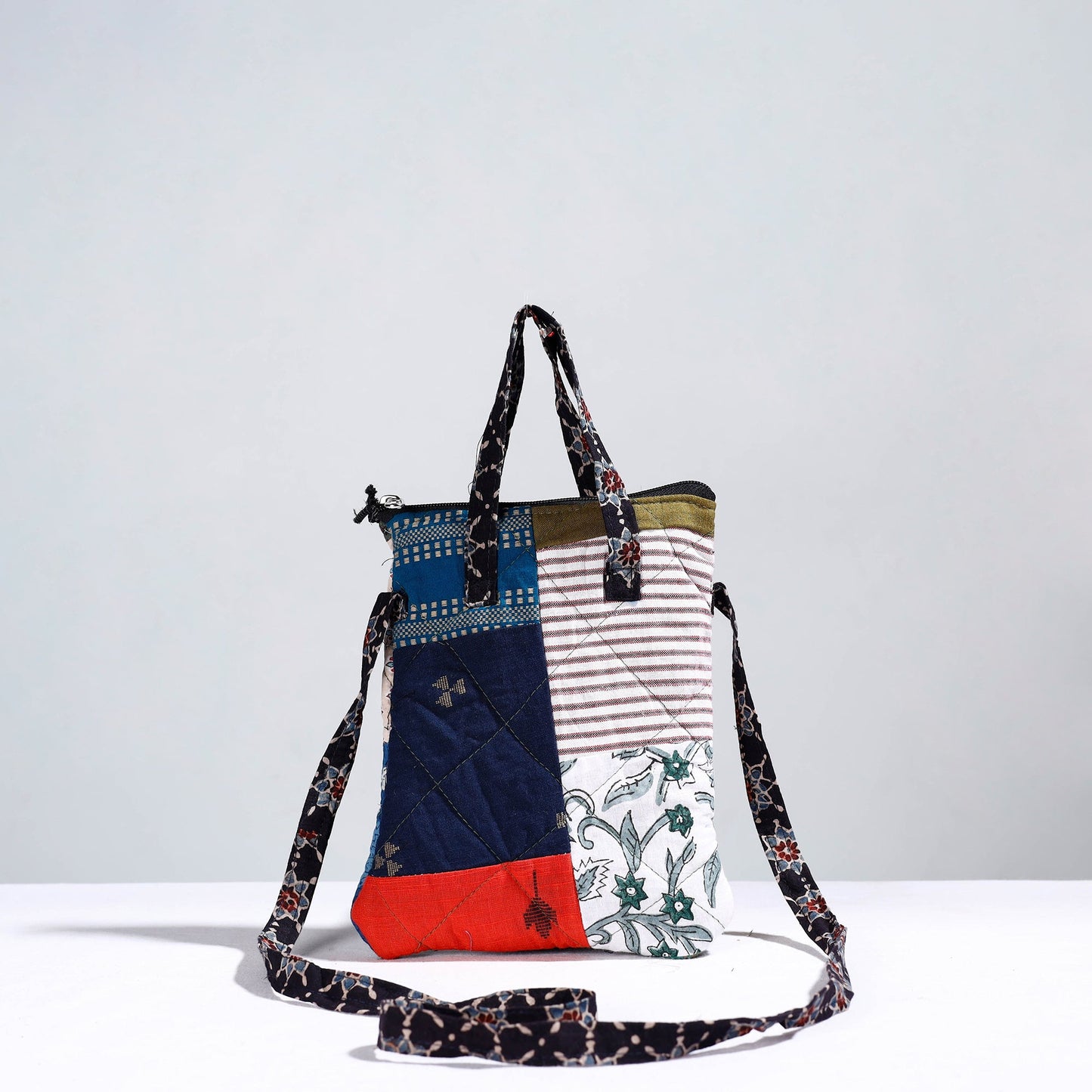 Multicolor Handmade Quilted Cotton Patchwork Sling Bag 26