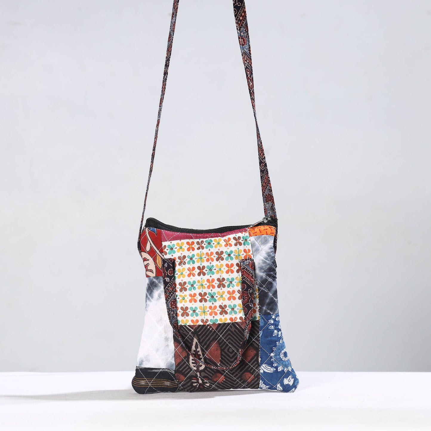 Handmade Quilted Cotton Patchwork Sling Bag 01 Online at iTokri.com