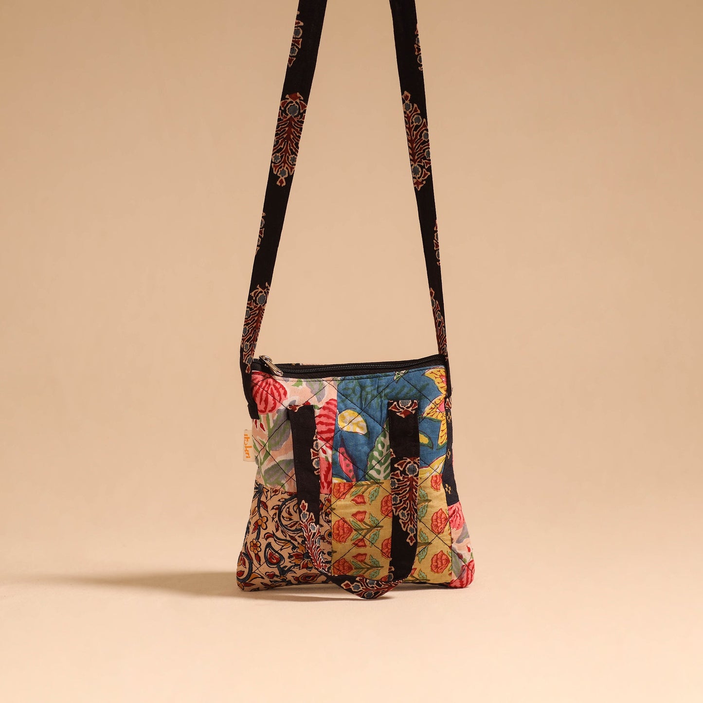 Multicolor - handmade quilted cotton patchwork sling bag 35
