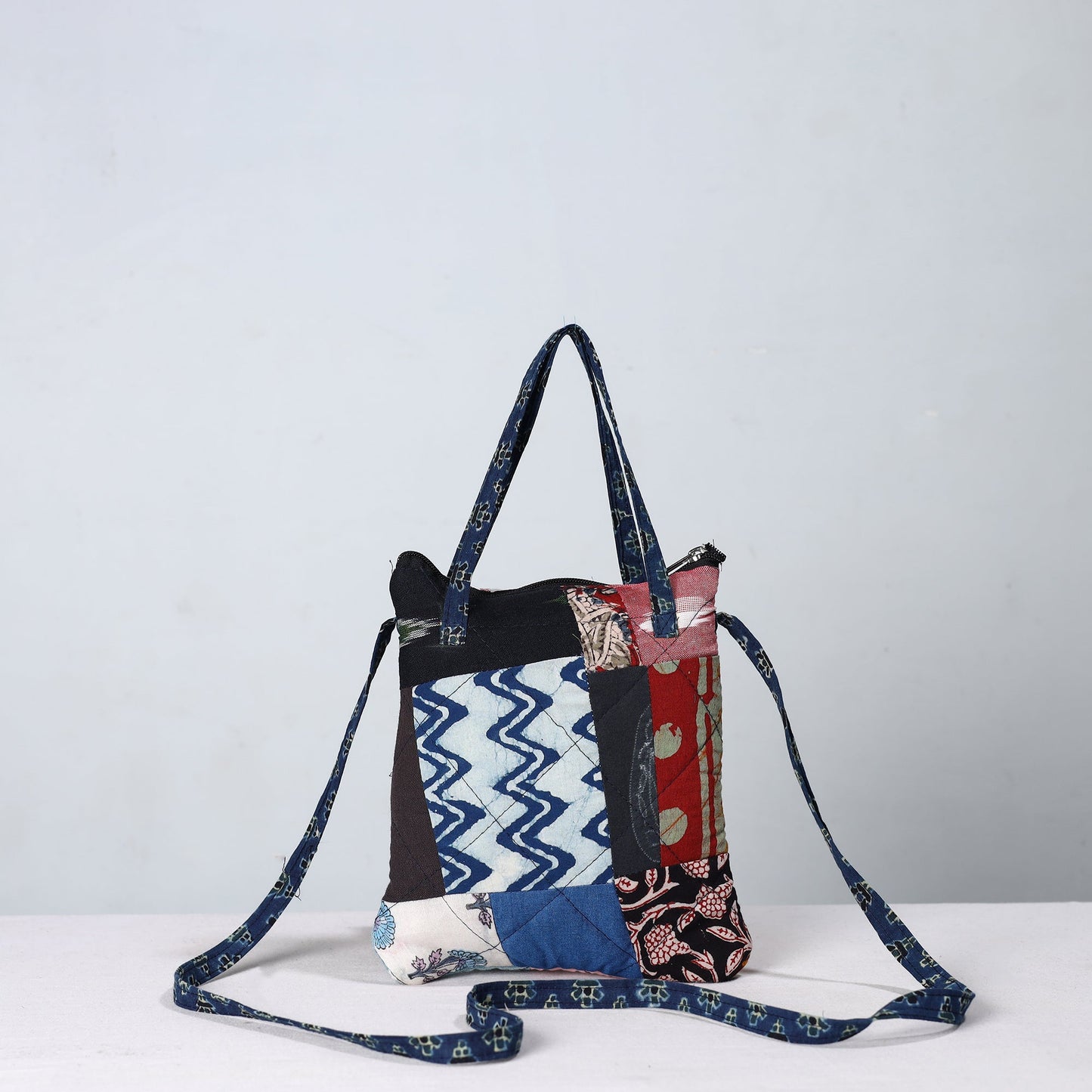 Multicolor Handmade Quilted Cotton Patchwork Sling Bag 35