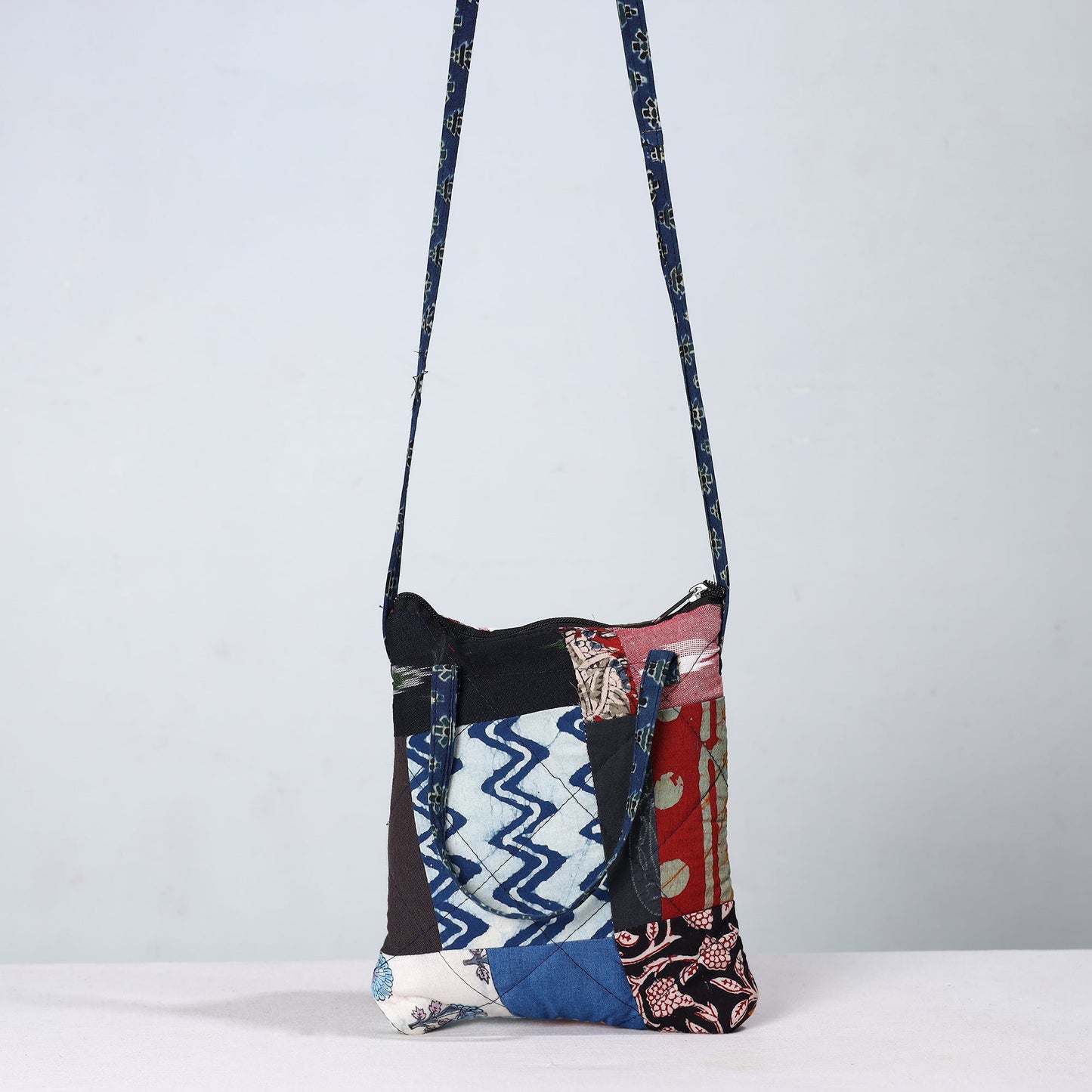 Multicolor Handmade Quilted Cotton Patchwork Sling Bag 35