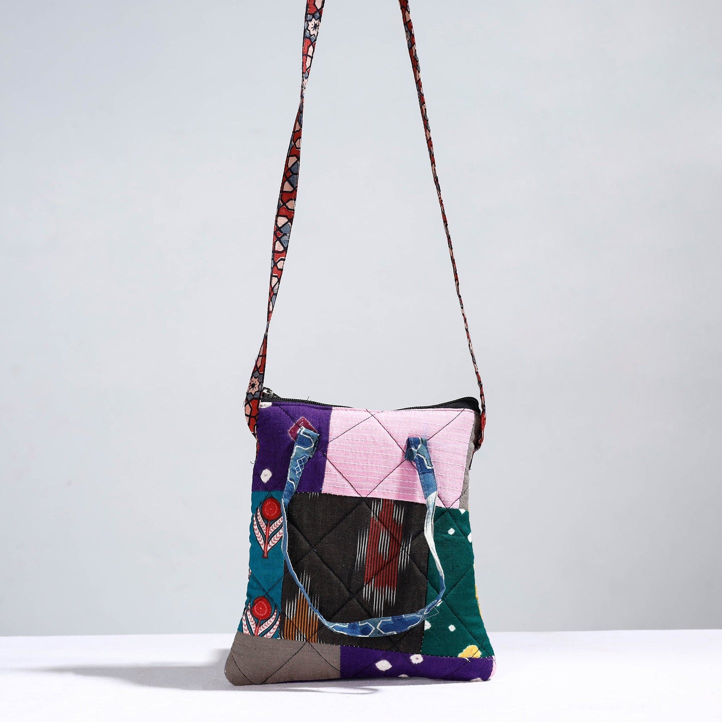 Handmade Quilted Cotton Patchwork Sling Bag 46