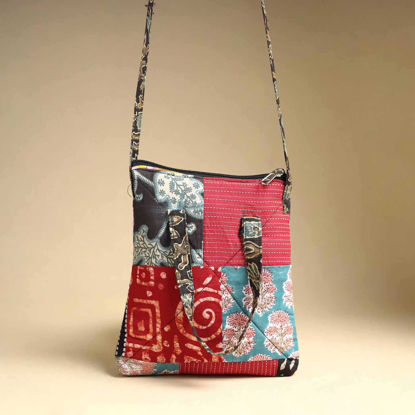 Handmade Quilted Cotton Patchwork Sling Bag 49