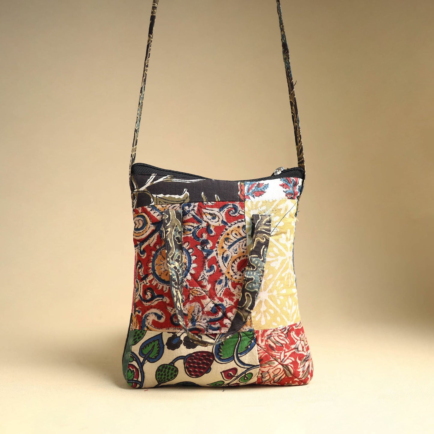 Multicolor Handmade Quilted Cotton Patchwork Sling Bag 50