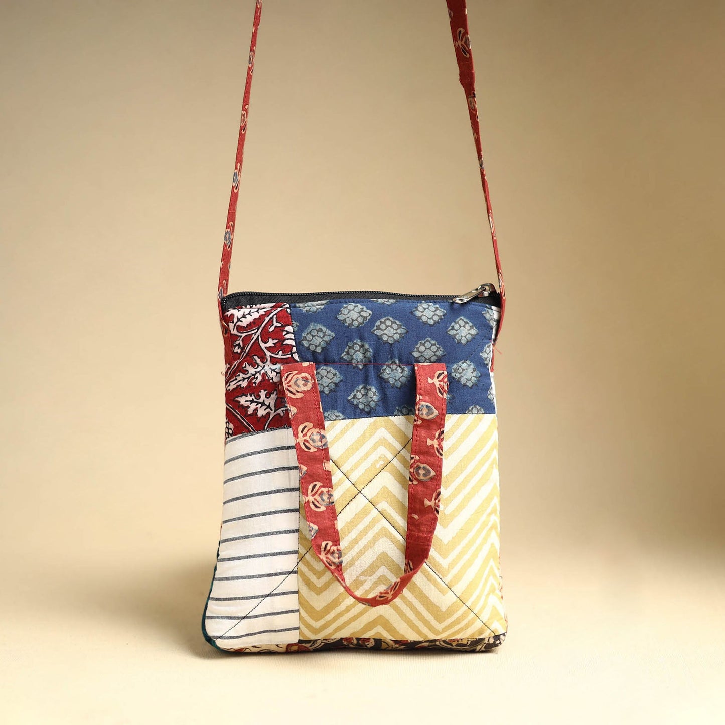 Handmade Quilted Cotton Patchwork Sling Bag 54