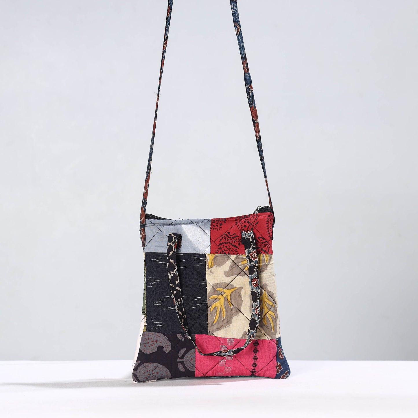 Multicolor Handmade Quilted Cotton Patchwork Sling Bag