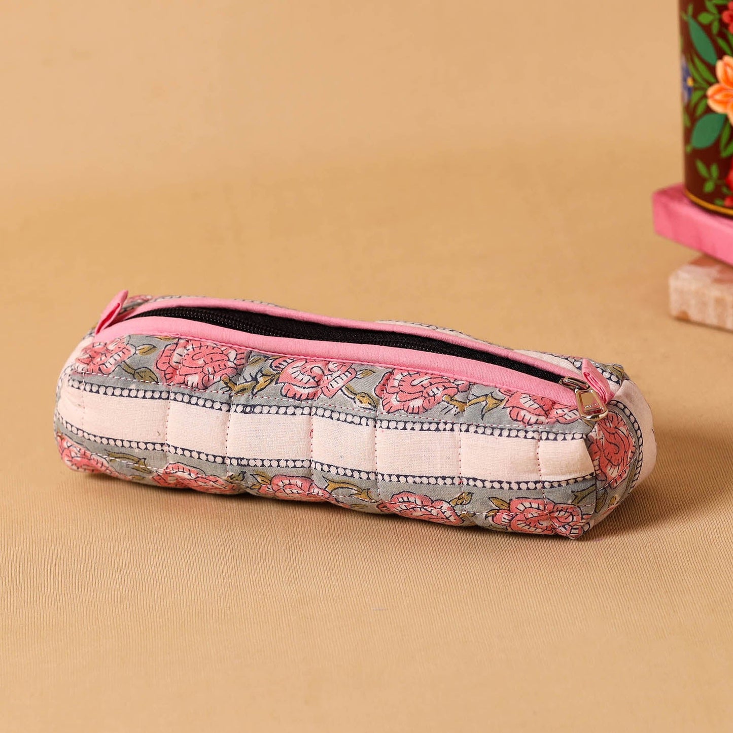 Multicolor Handmade Quilted Cotton Pencil Pouch