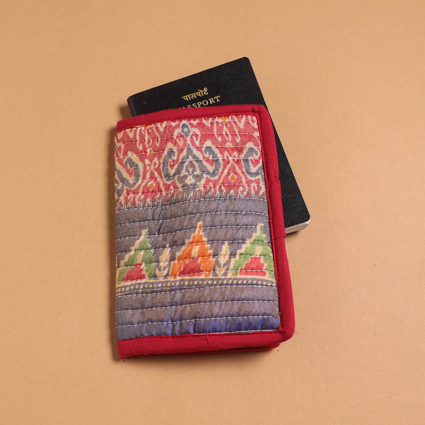 Handmade quilted printed fabric passport cover 07
