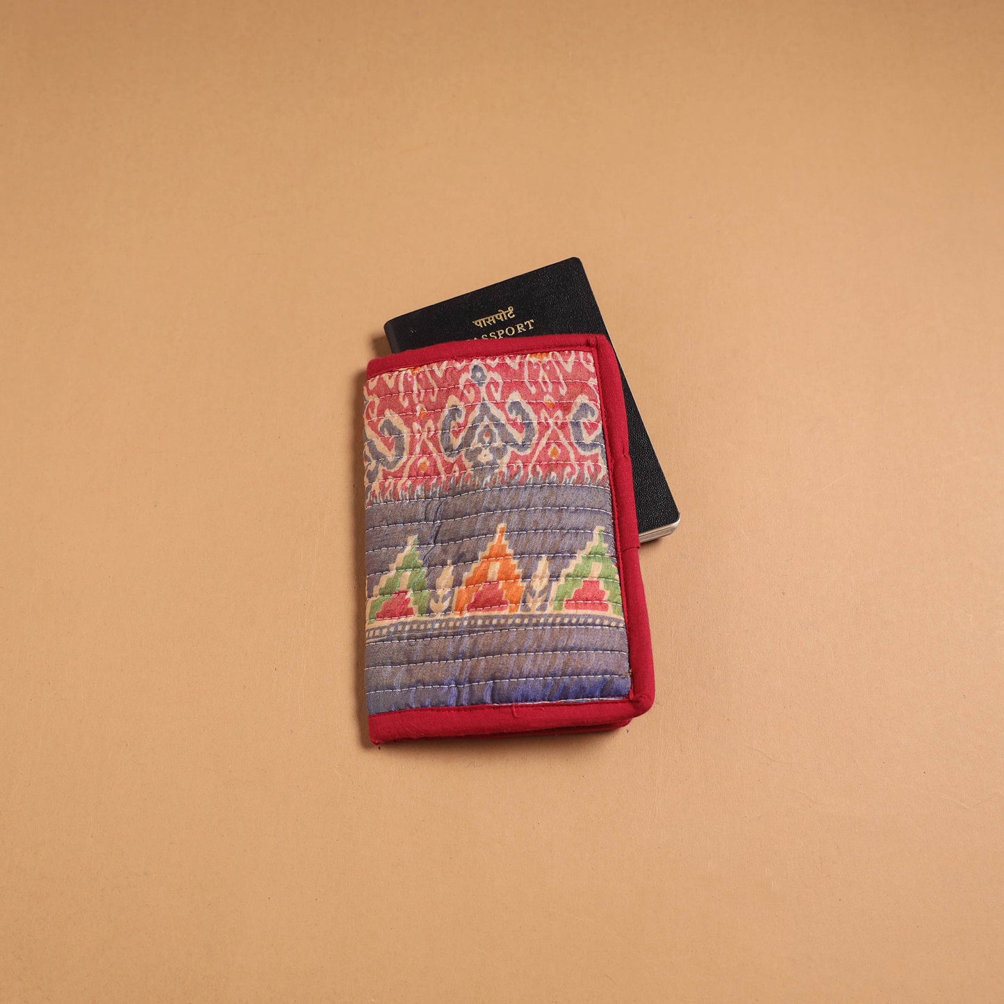 Handmade quilted printed fabric passport cover 07