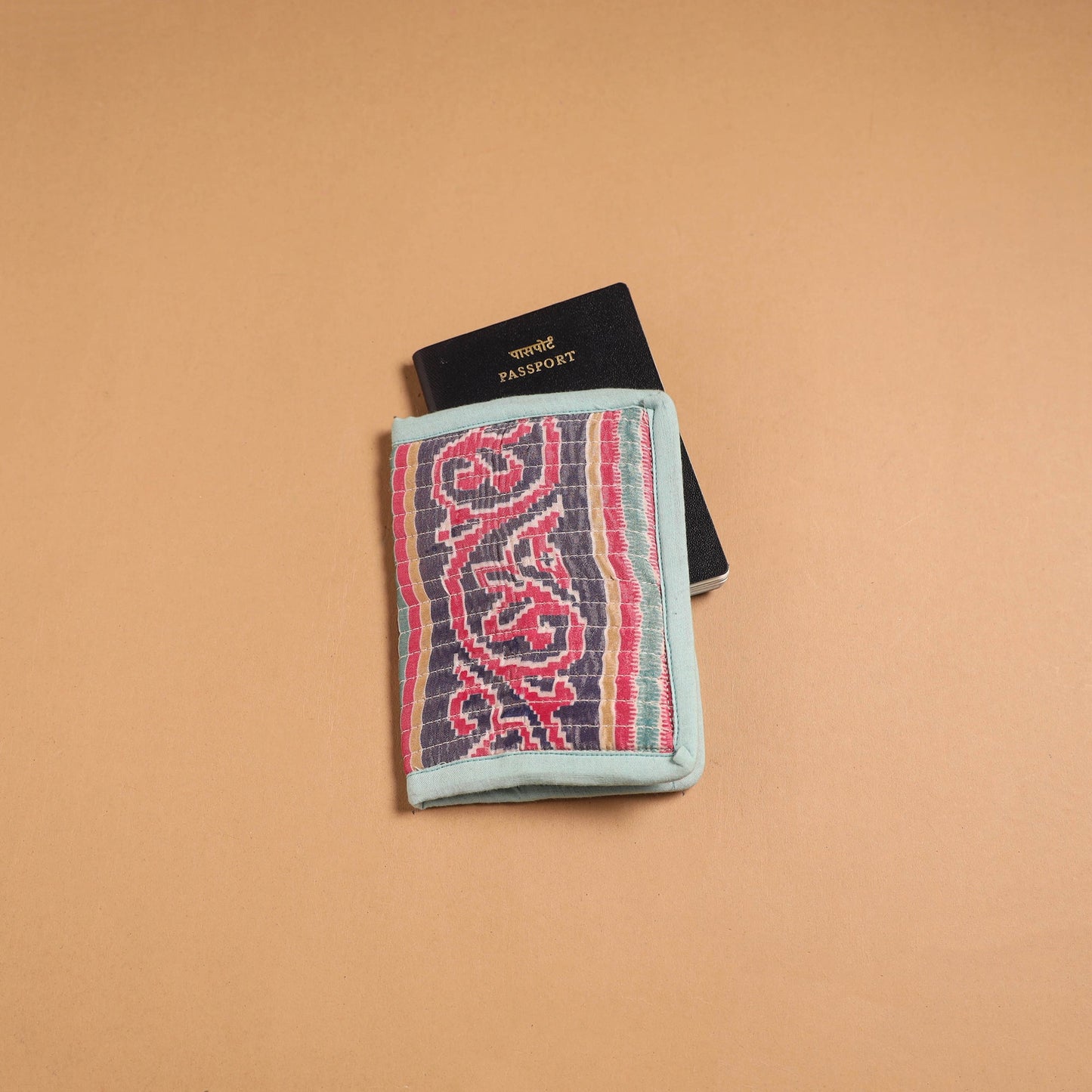 Handmade quilted printed fabric passport cover 08