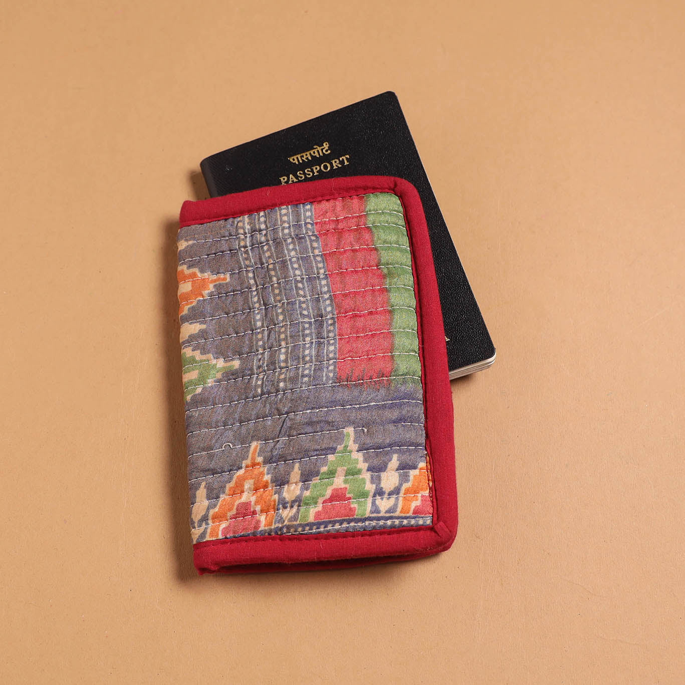 Handmade quilted printed fabric passport cover 12