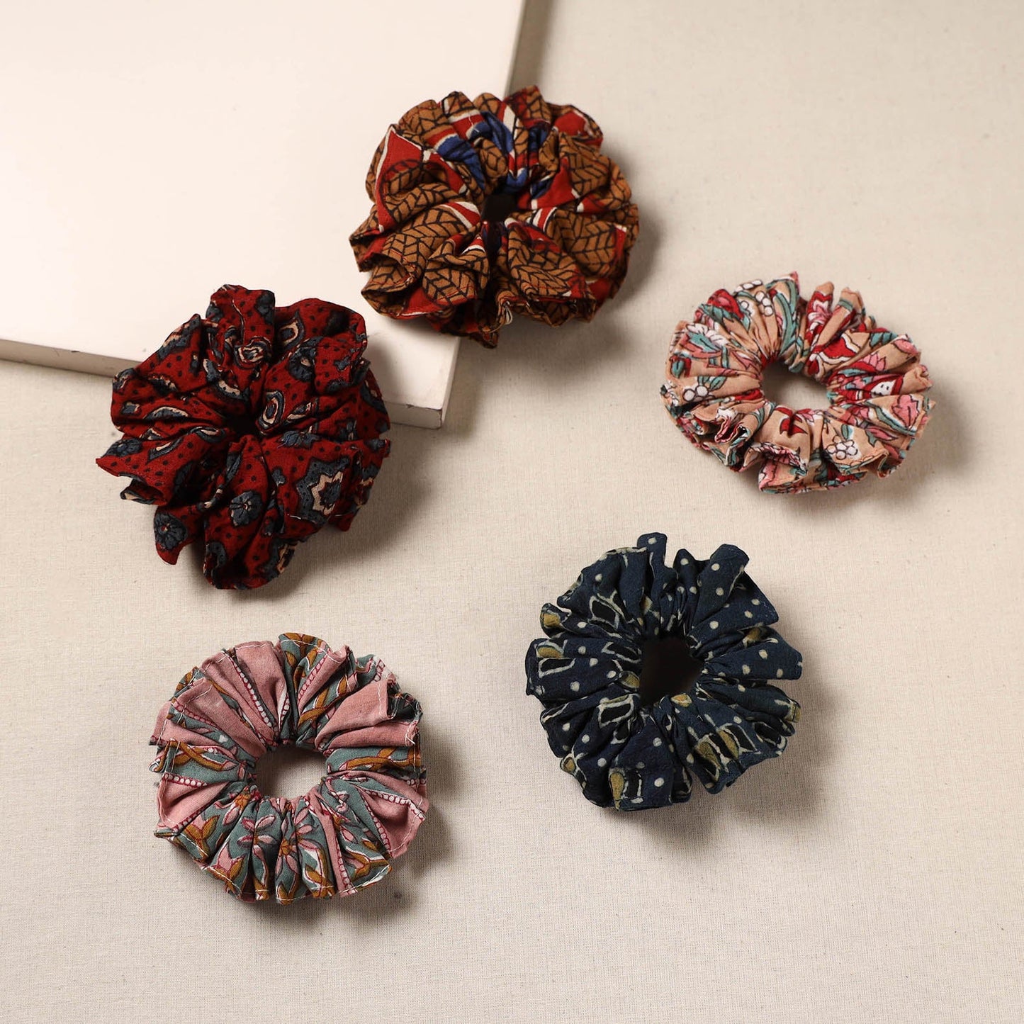 Multicolor - handmade rubber band/scrunchies (set of 5) 28