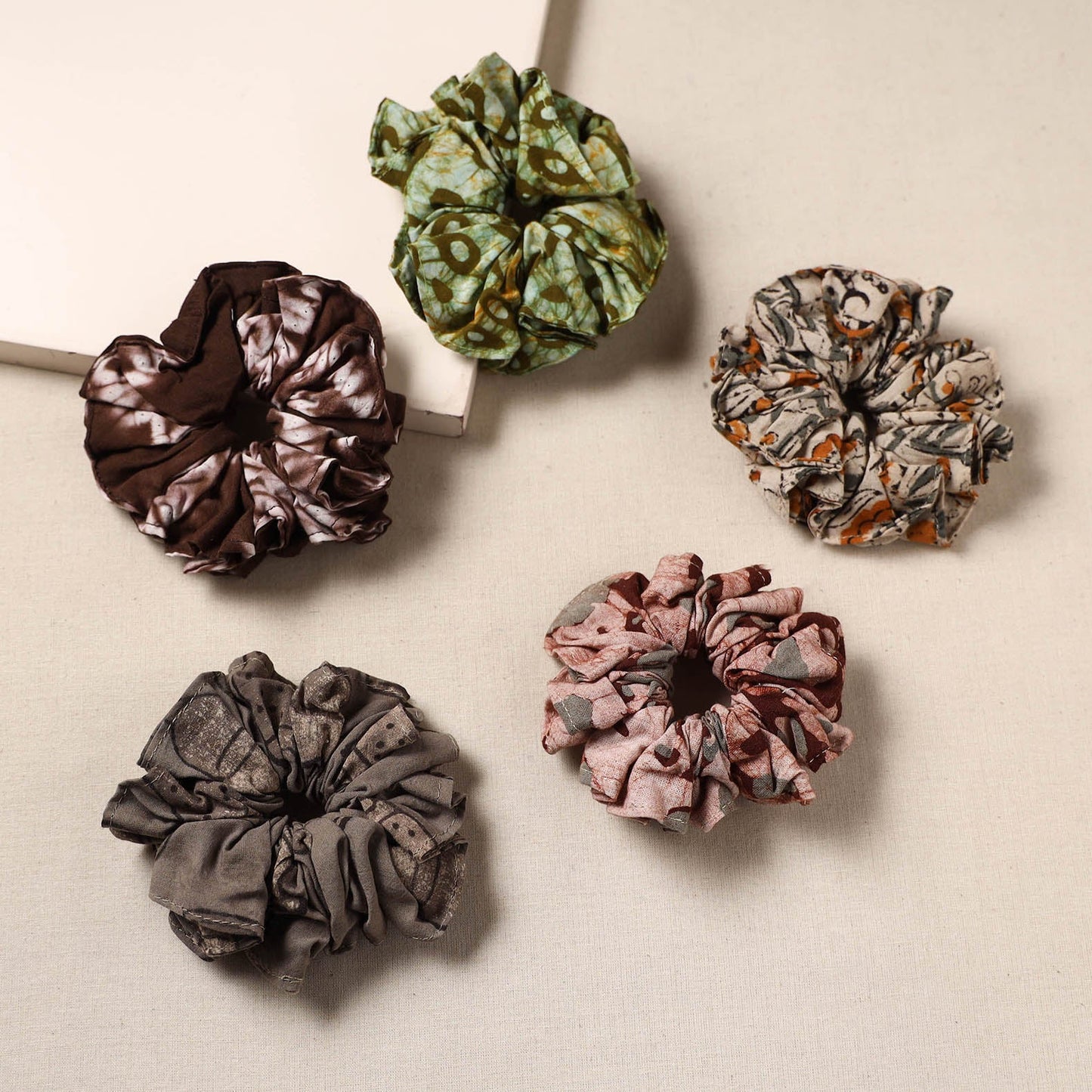 Multicolor - handmade rubber band/scrunchies (set of 5) 34