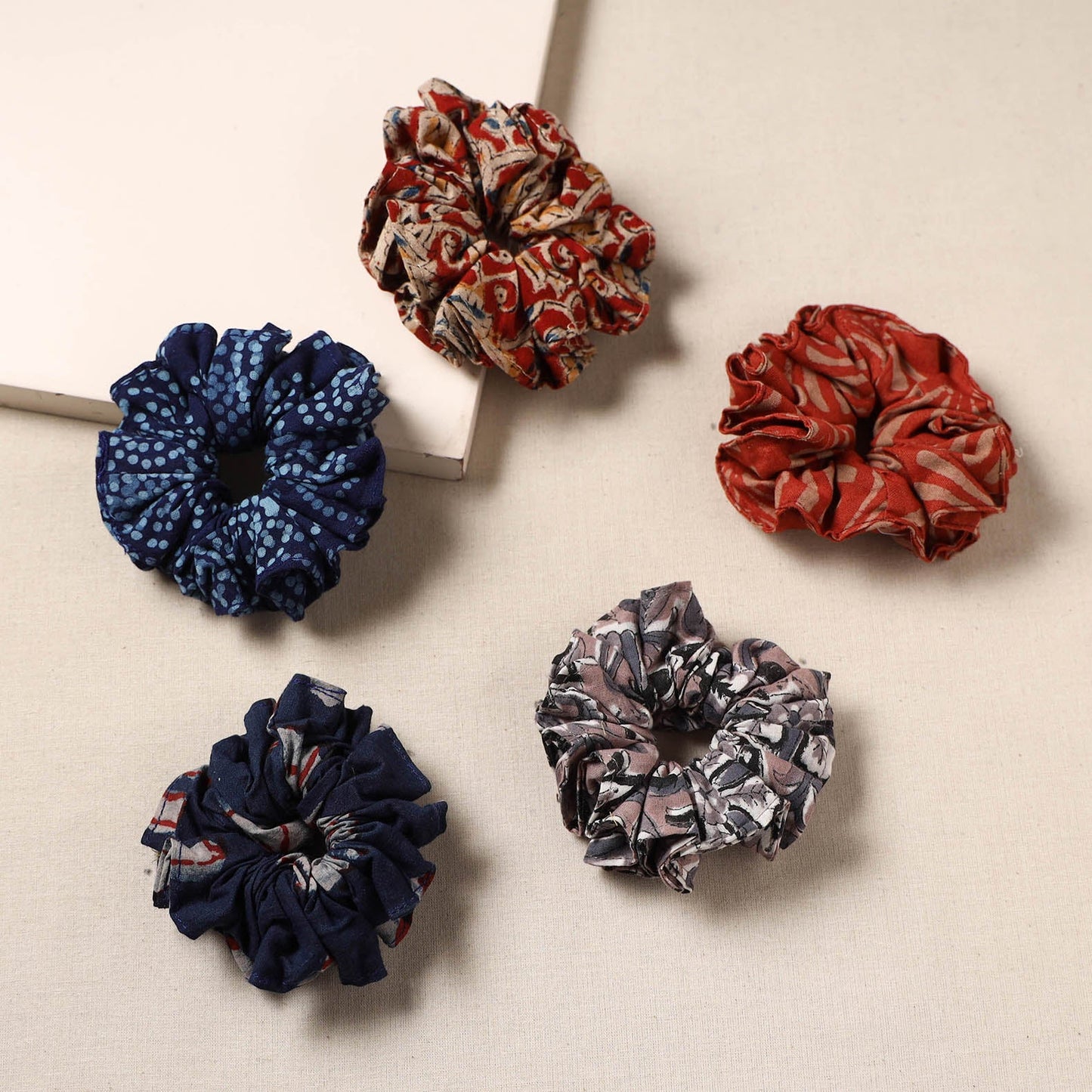 Multicolor - handmade rubber band/scrunchies (set of 5) 35