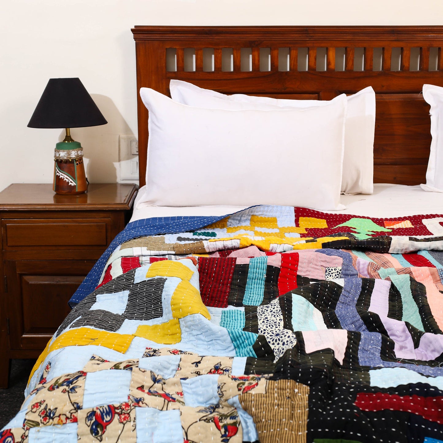 Multicolor Handmade Tagai Work Patchwork Quilt