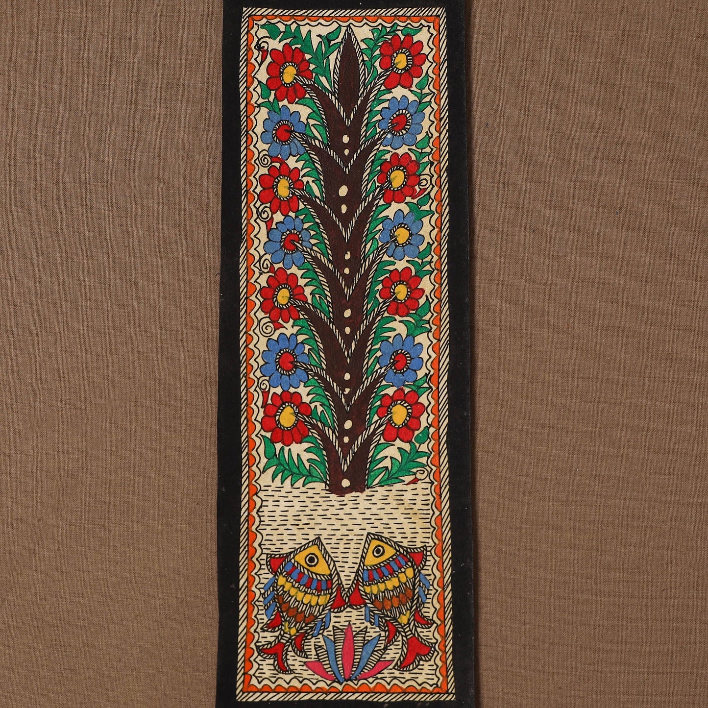 Handpainted madhubani painting by hira devi (11 x 3 in) 62
