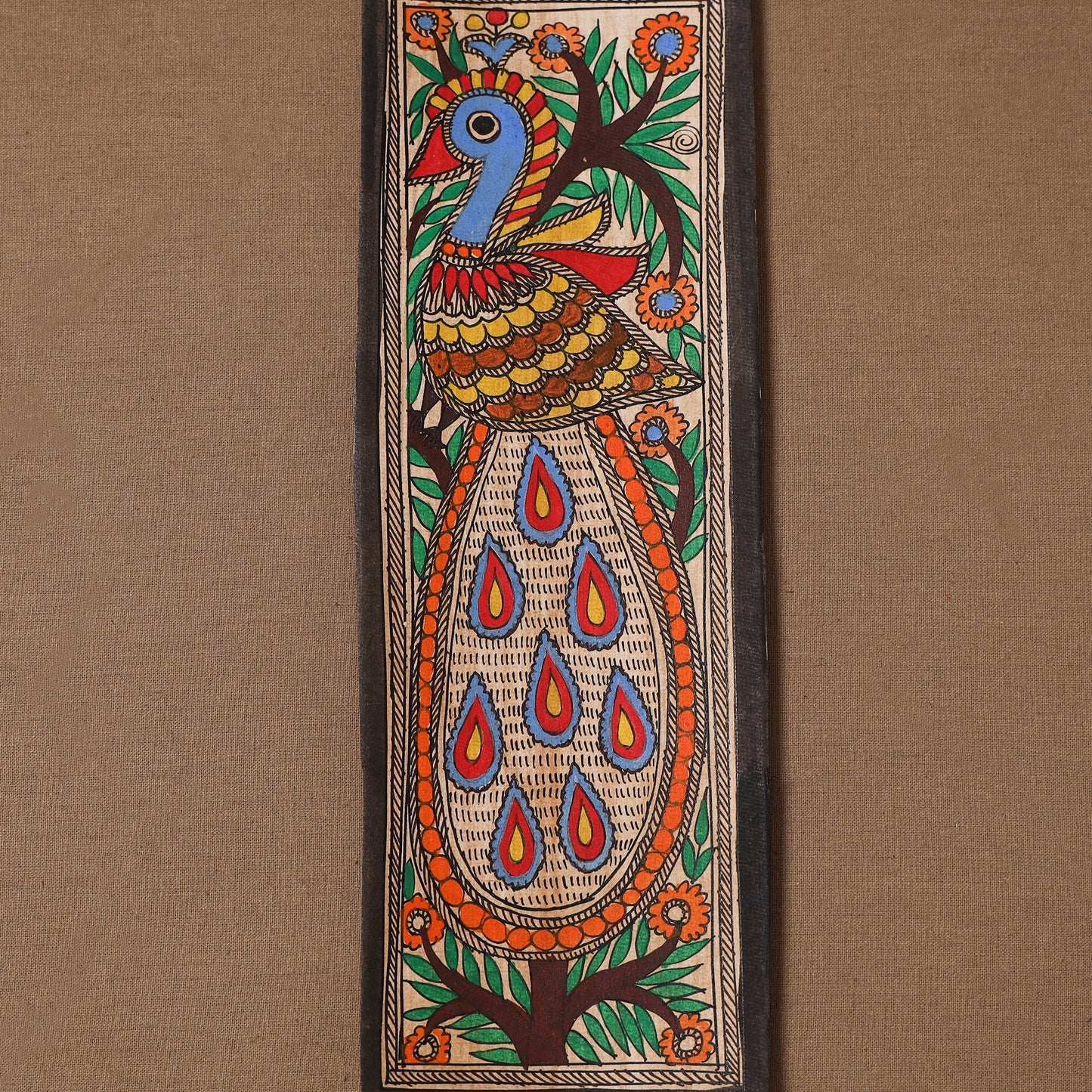 Handpainted madhubani painting by hira devi (11 x 3 in) 66