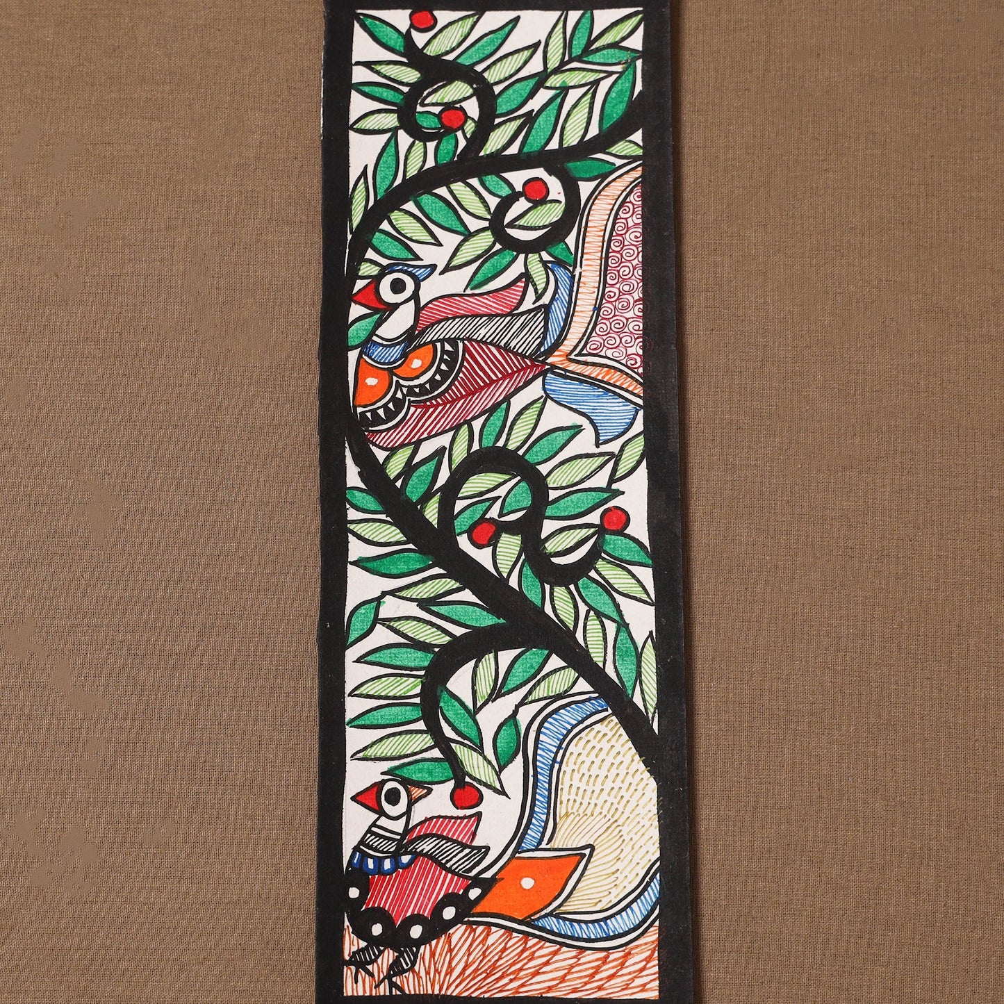 Handpainted madhubani painting by hira devi (11 x 3 in) 70