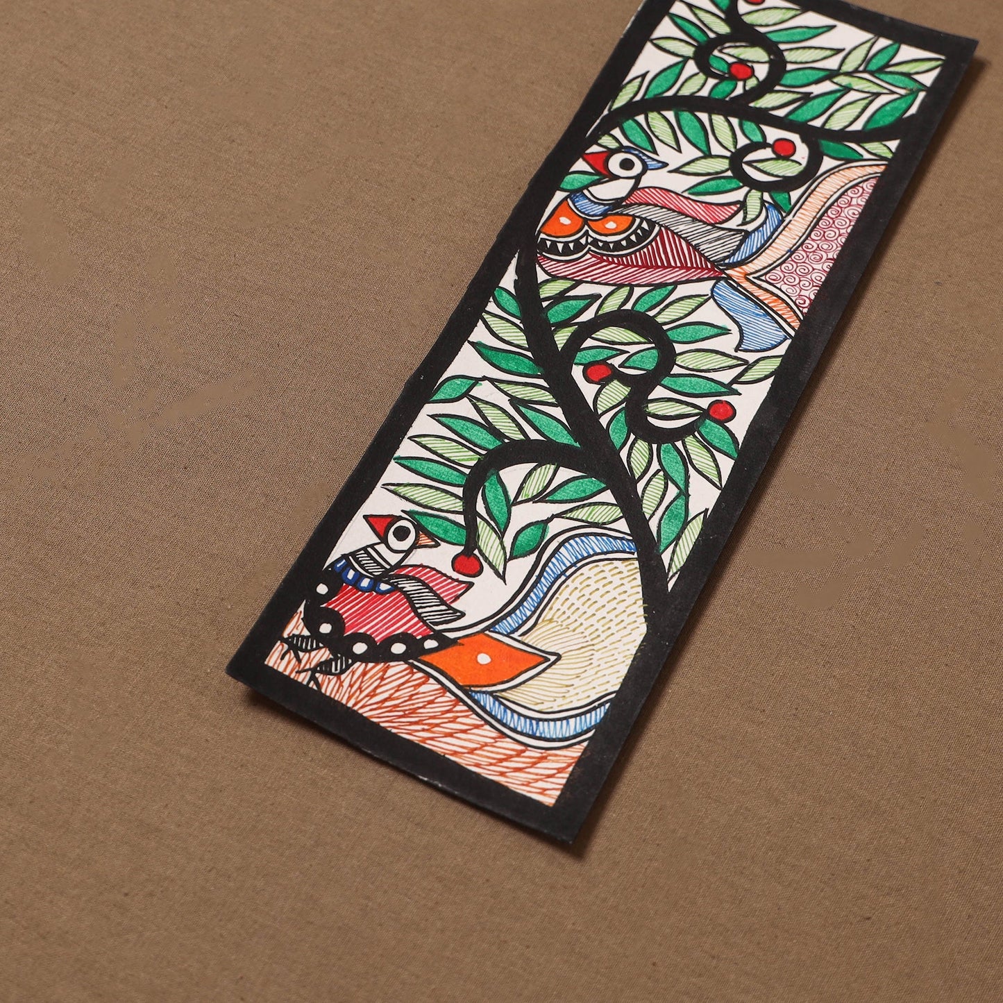 Handpainted madhubani painting by hira devi (11 x 3 in) 70