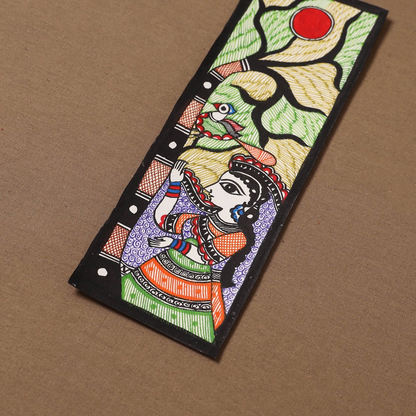 Handpainted madhubani painting by hira devi (11 x 3 in) 74