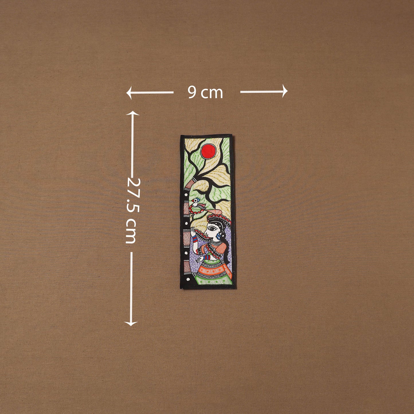 Handpainted madhubani painting by hira devi (11 x 3 in) 74