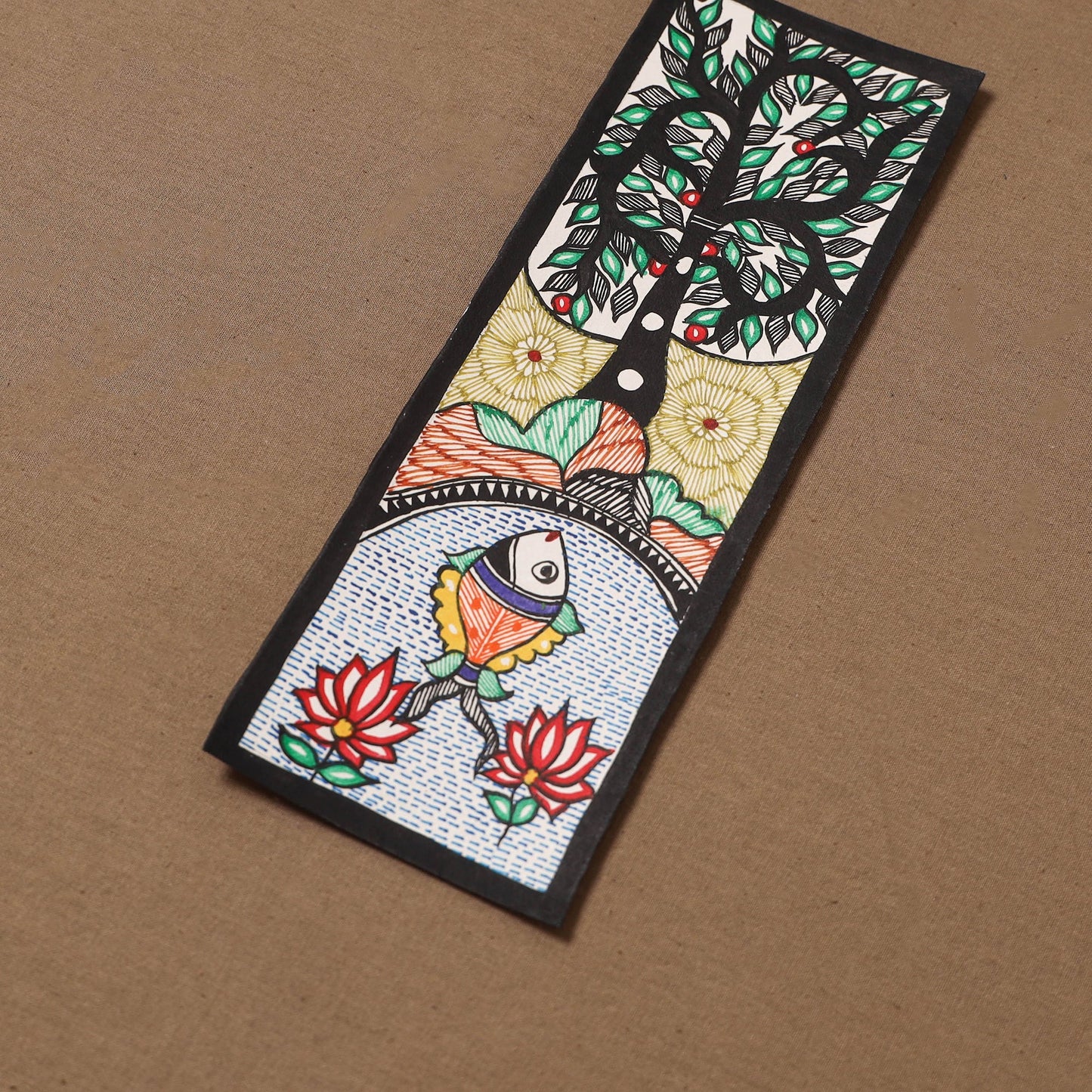 Handpainted madhubani painting by hira devi (11 x 3 in) 79