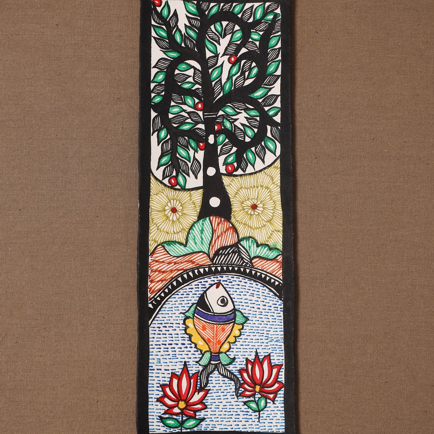 Handpainted madhubani painting by hira devi (11 x 3 in) 79