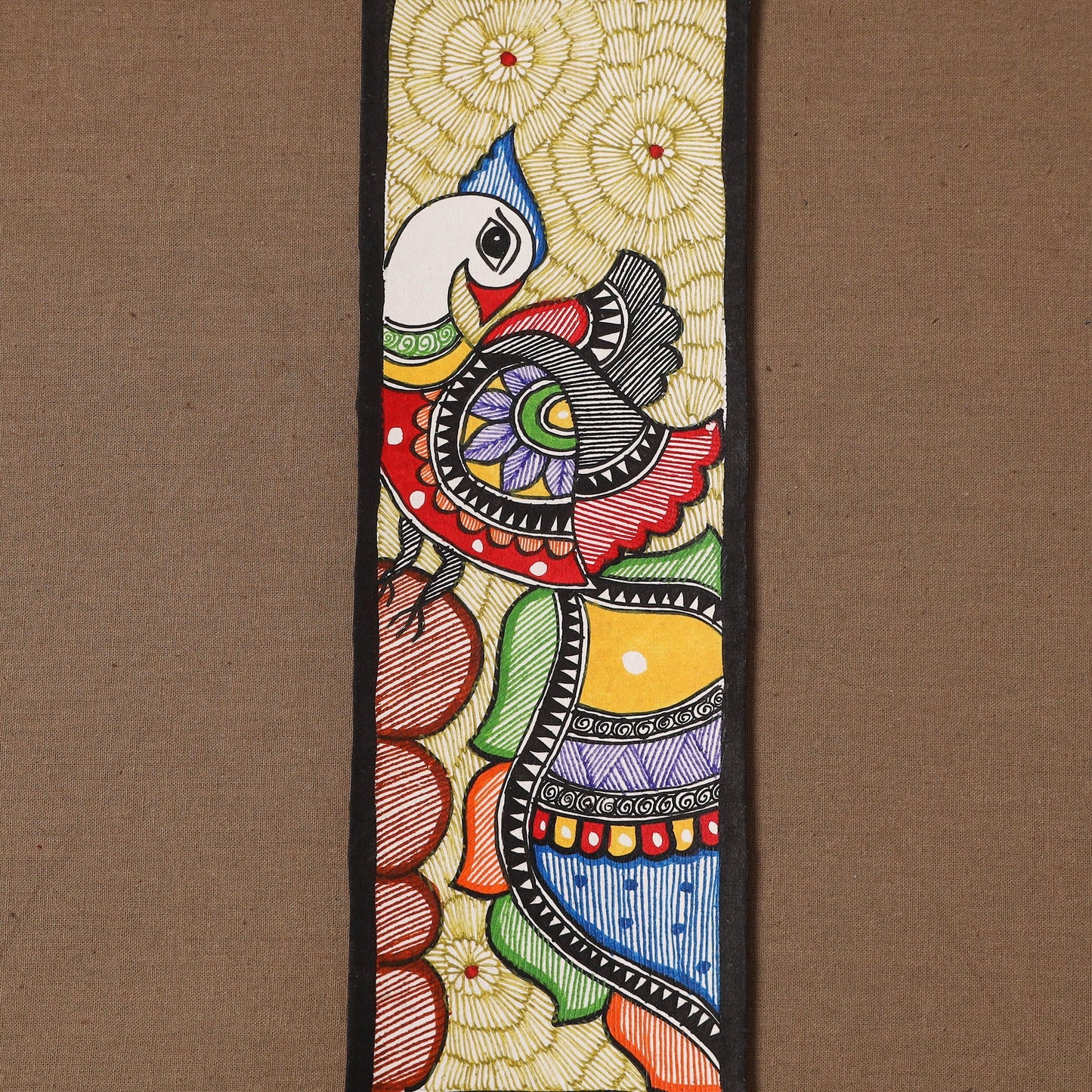 Handpainted madhubani painting by hira devi (11 x 3 in) 92