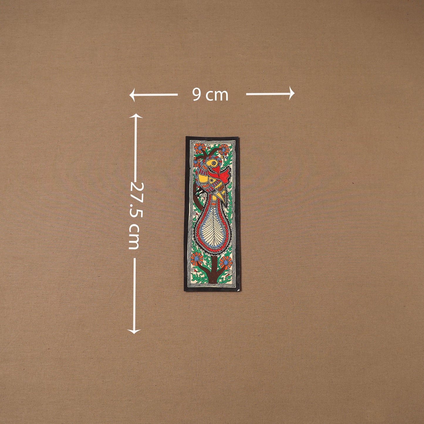 Handpainted madhubani painting by hira devi (11 x 3 in) 93