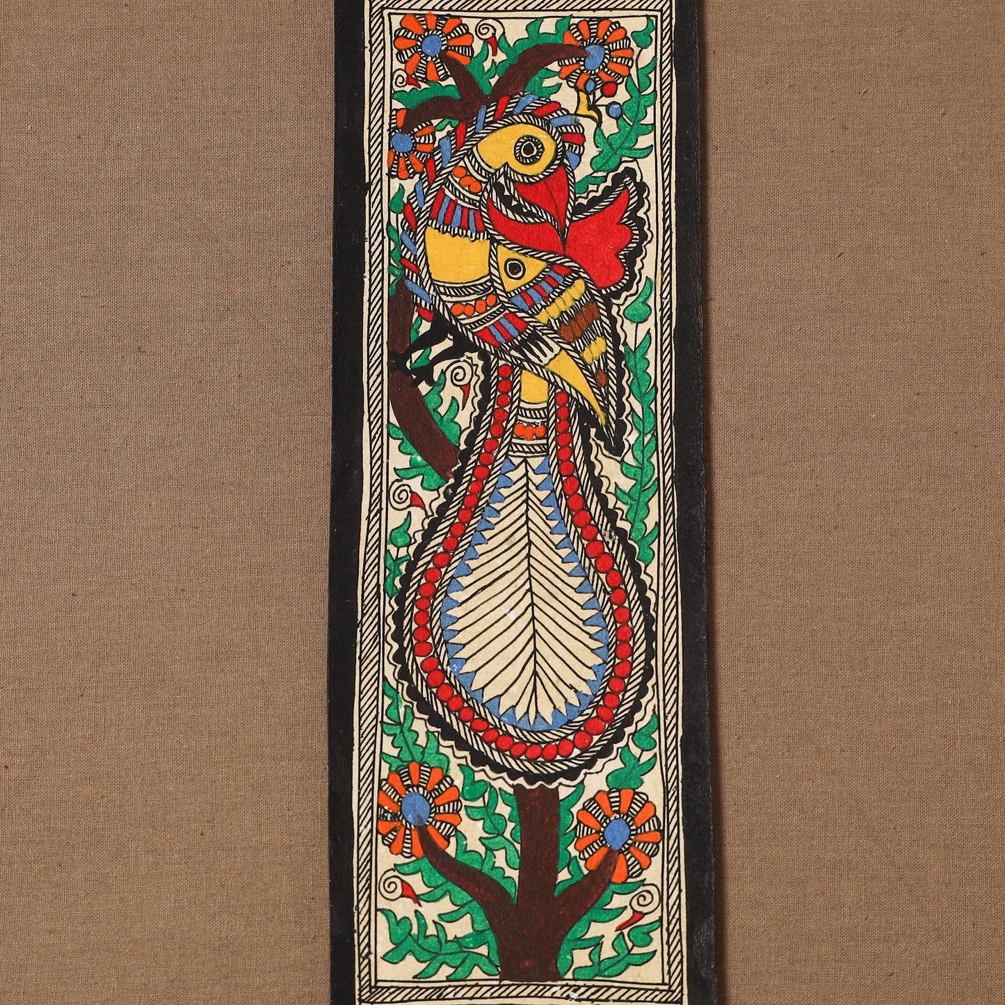Handpainted madhubani painting by hira devi (11 x 3 in) 93