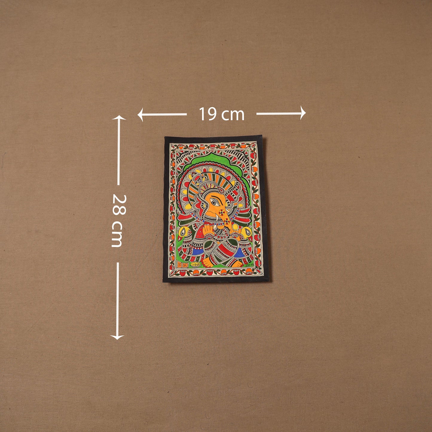 Handpainted madhubani painting by hira devi (11 x 7 in) 194