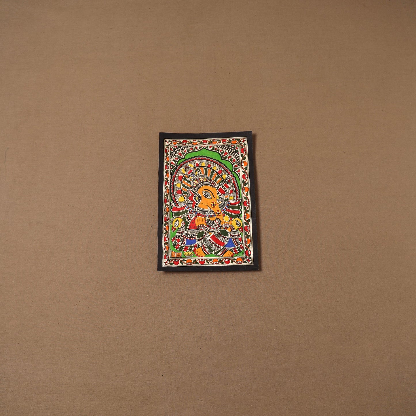 Handpainted madhubani painting by hira devi (11 x 7 in) 194