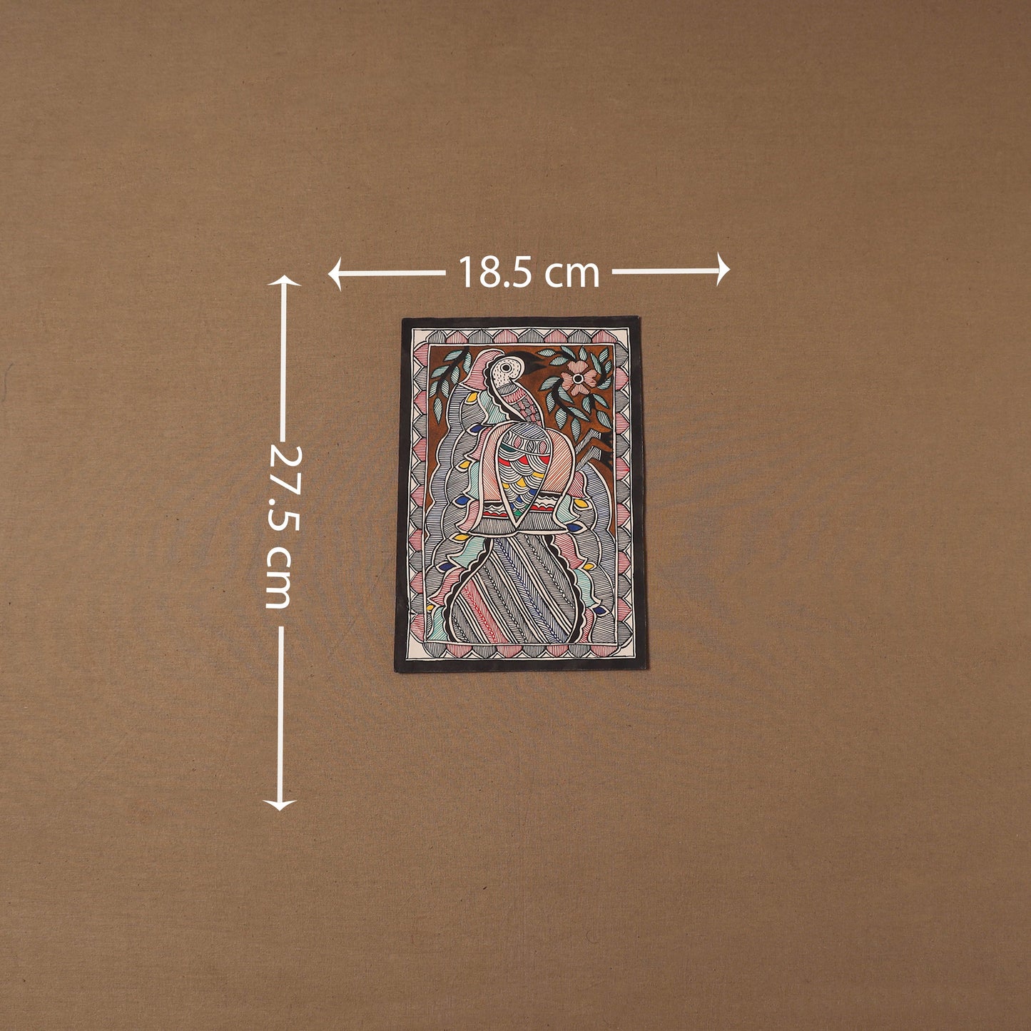 Handpainted madhubani painting by hira devi (11 x 7 in) 201
