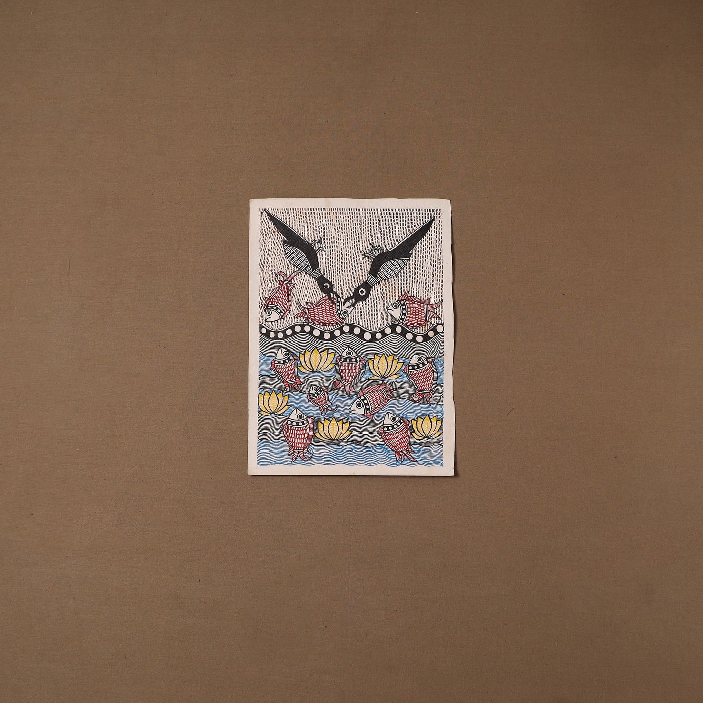 Handpainted madhubani painting by hira devi (15 x 11 in)