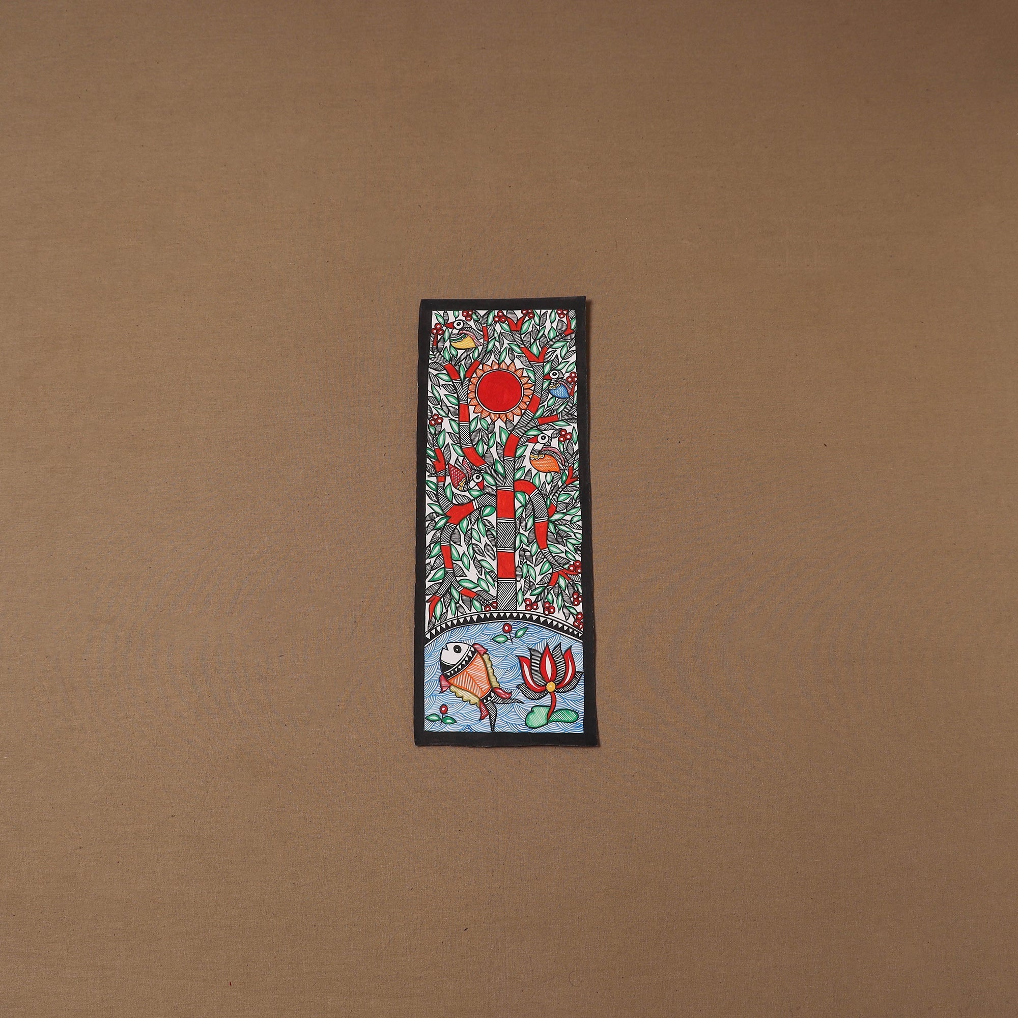 Black - Handpainted Madhubani Painting by Hira Devi (11 x 3 in ) 85 main image 1