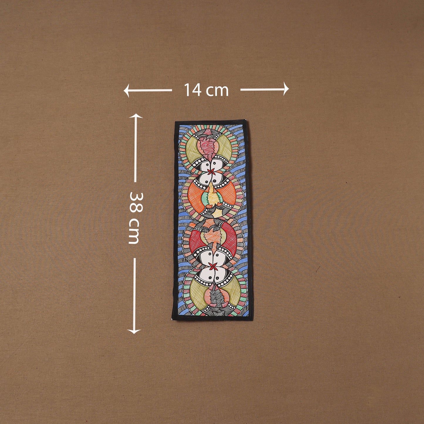 Handpainted madhubani painting by hira devi (15 x 5 in) 112