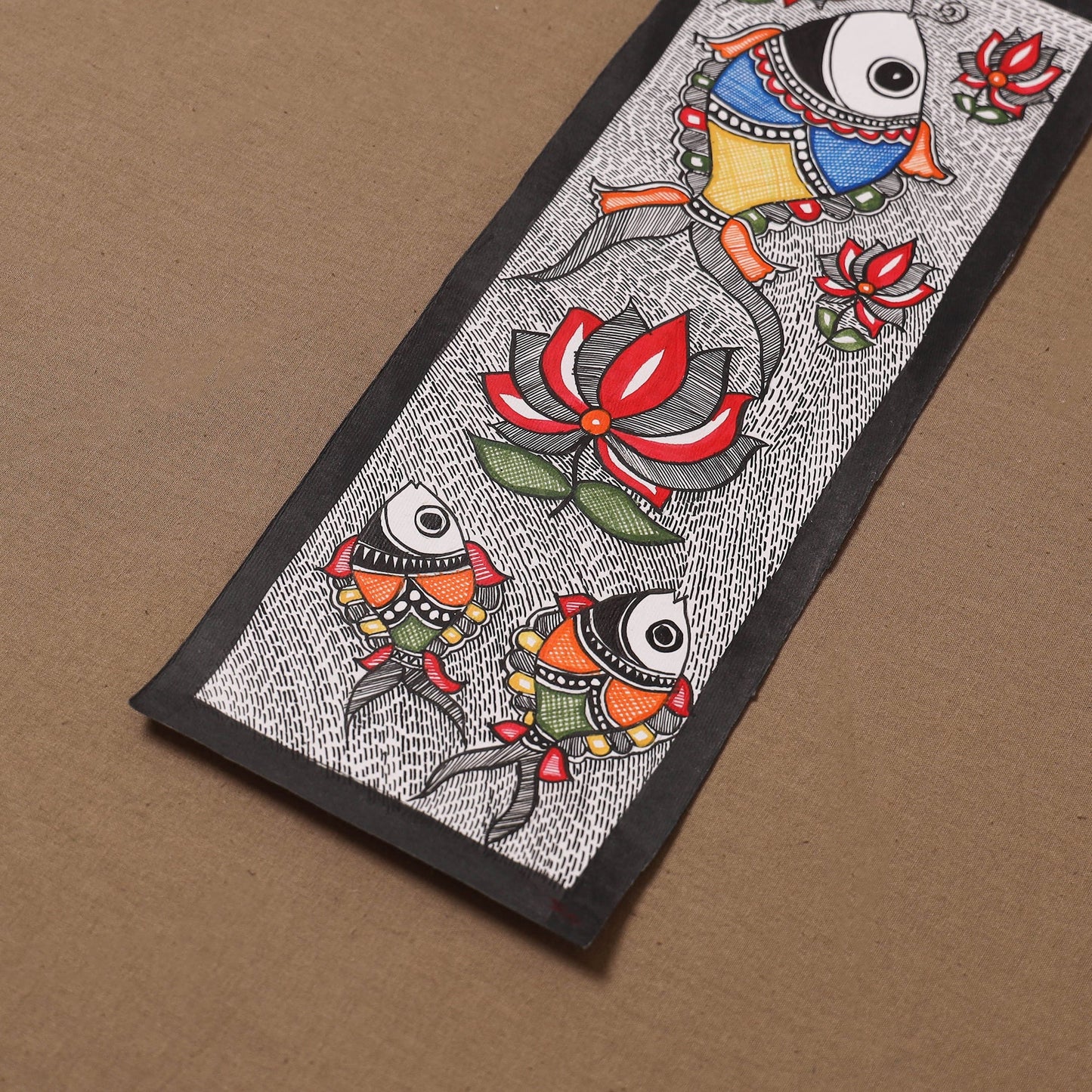 Handpainted madhubani painting by hira devi (15 x 5 in) 116