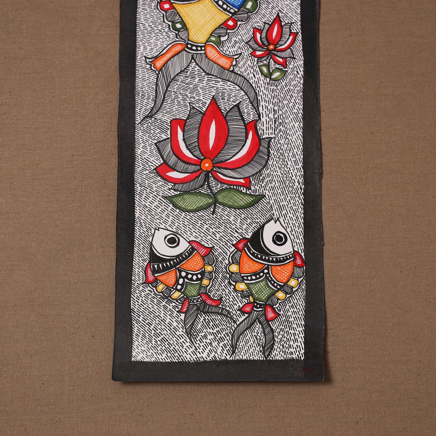 Handpainted madhubani painting by hira devi (15 x 5 in) 116