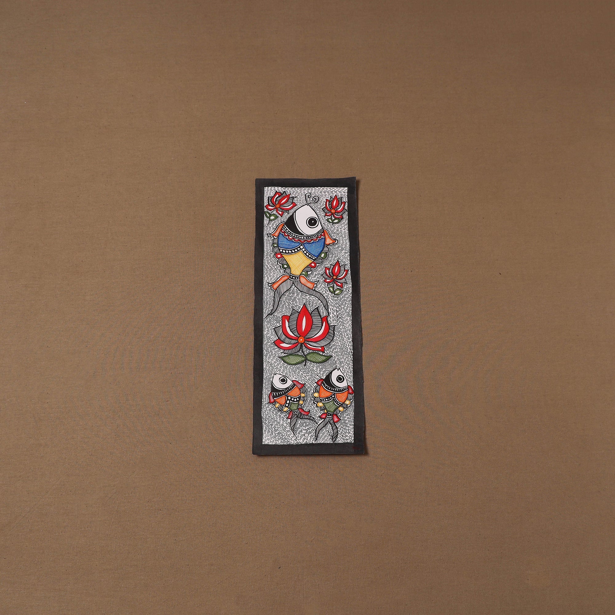 Black - Handpainted Madhubani Painting by Hira Devi (11 x 3 in ) 85