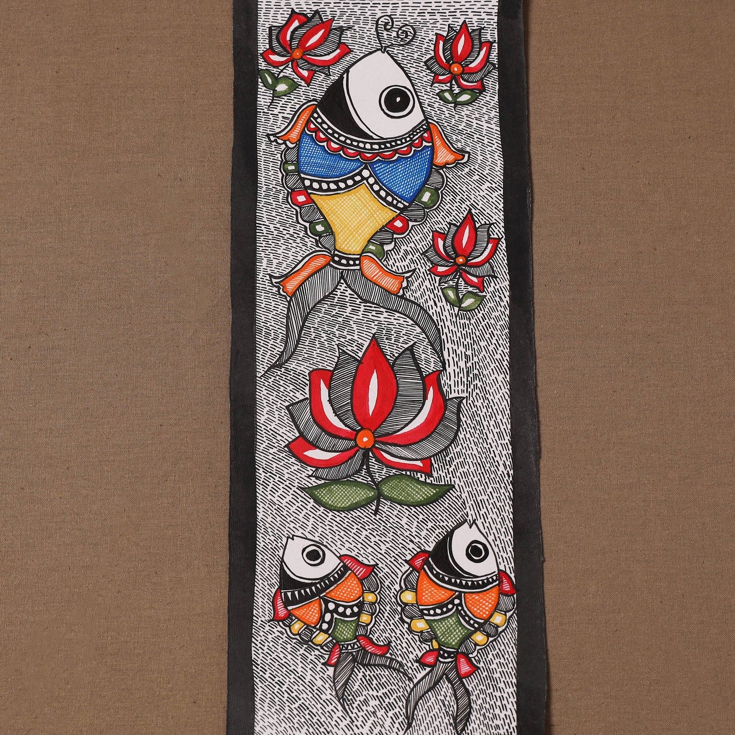 Handpainted madhubani painting by hira devi (15 x 5 in) 116