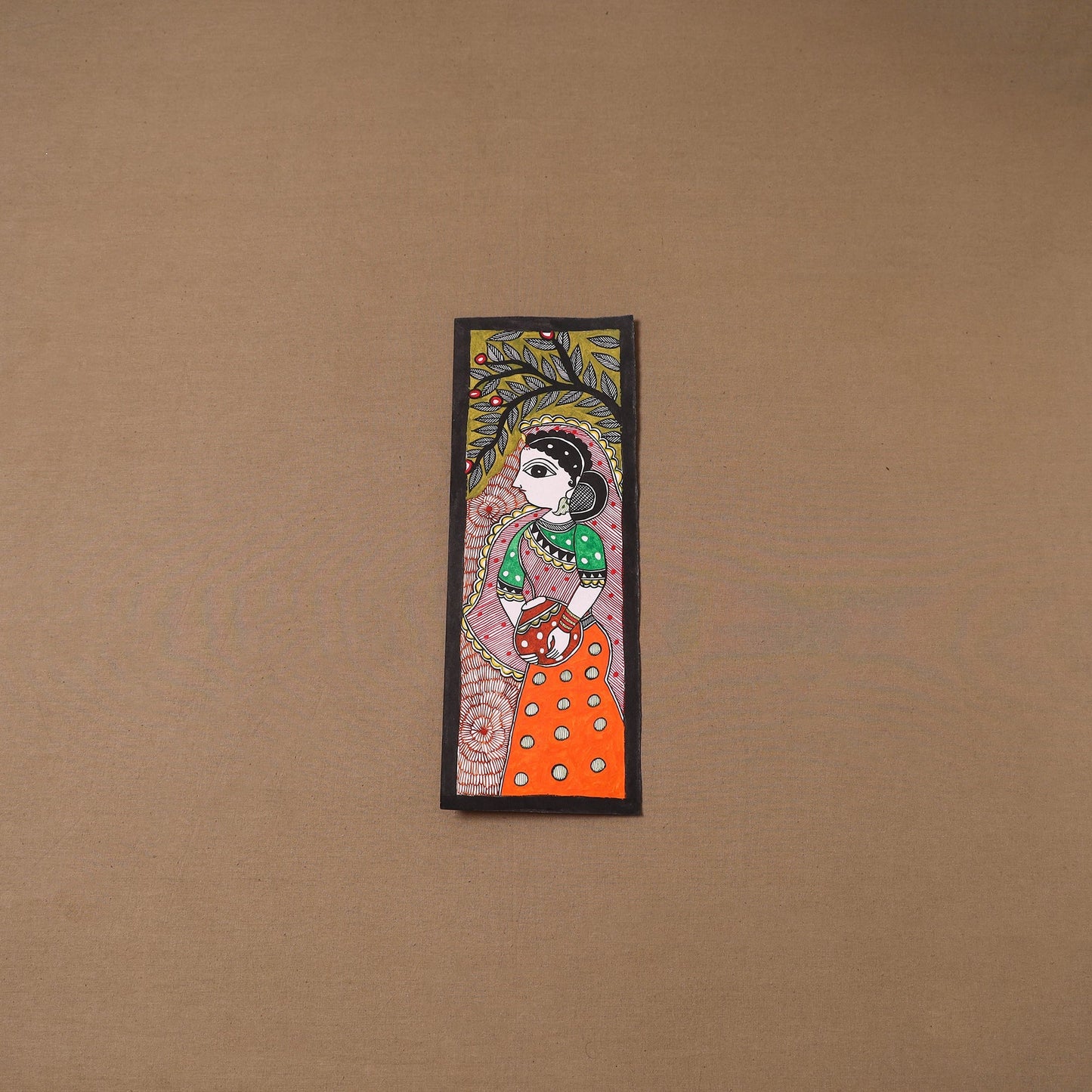 Handpainted madhubani painting by hira devi (15 x 5 in) 124