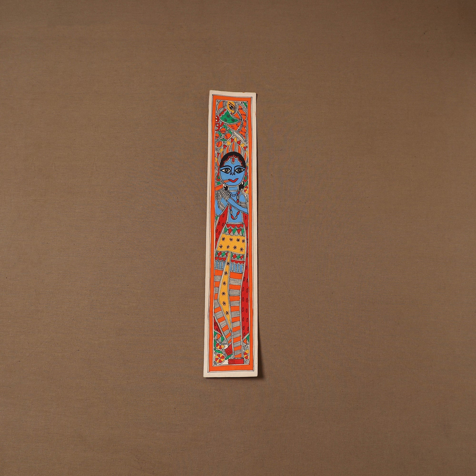 Black - Handpainted Madhubani Painting by Hira Devi (15 x 5 in ) 128 main image 1